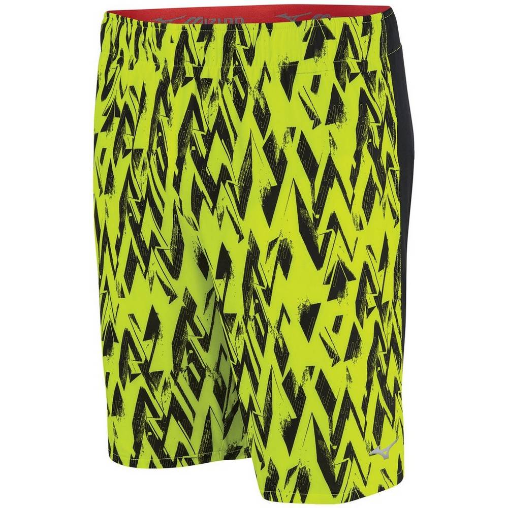 Mizuno Men's Alpha Printed 8.5" Running Shorts Yellow/Black (421678-HNT)